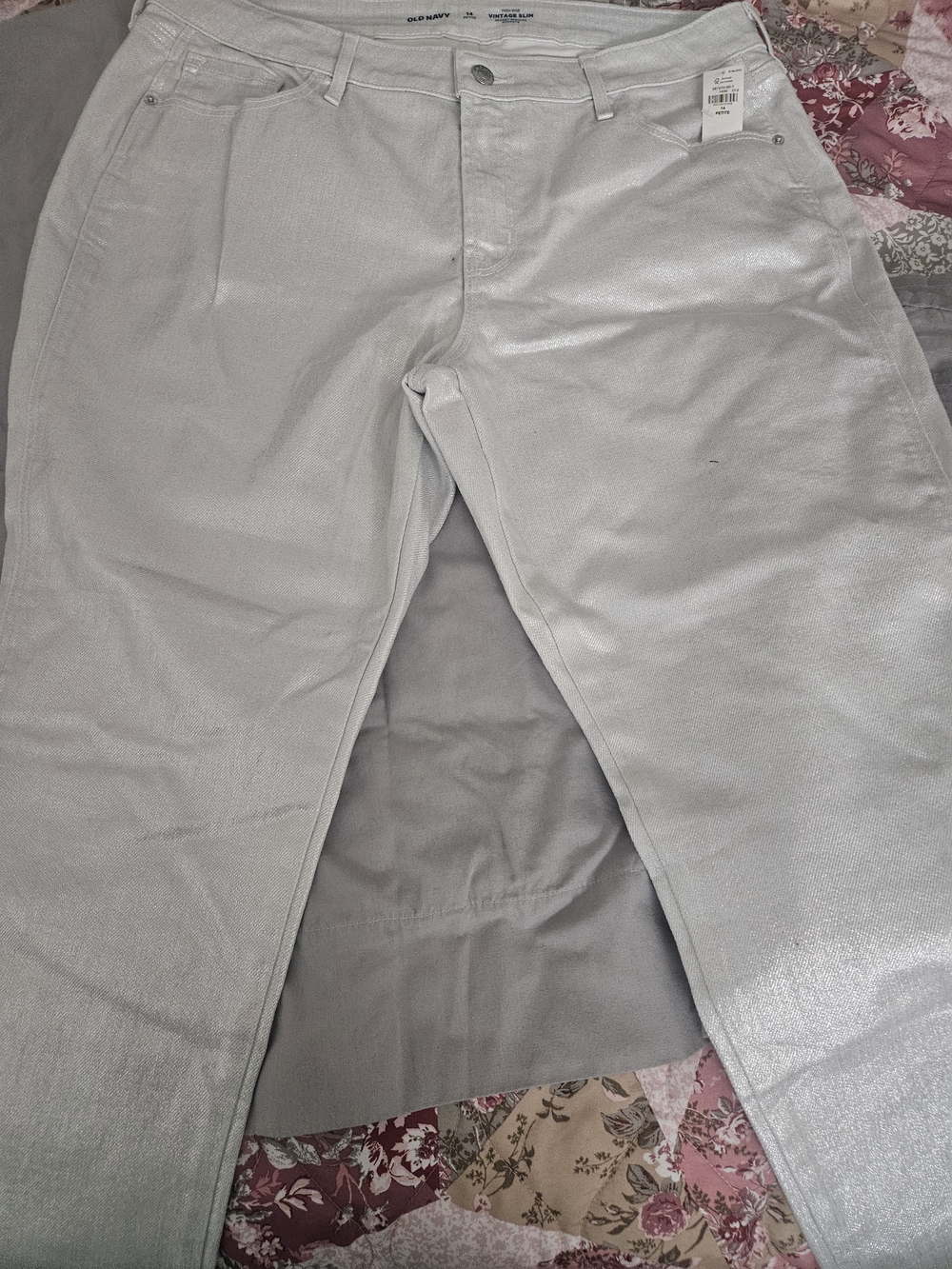 Old Navy Silver Glitter Women Casual Pants